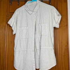 Women’s Cream and black striped button up shirt